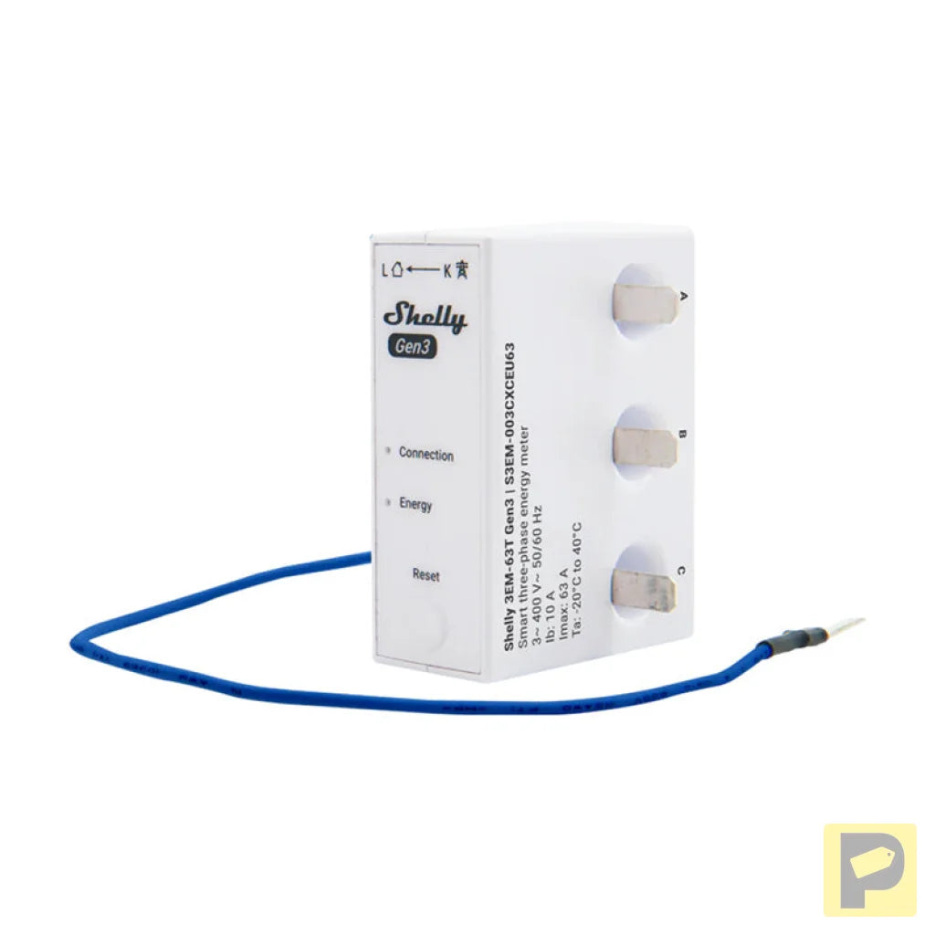 Shelly 3EM-63T Gen3 1/3-channel WiFi energy meter (flat terminal)