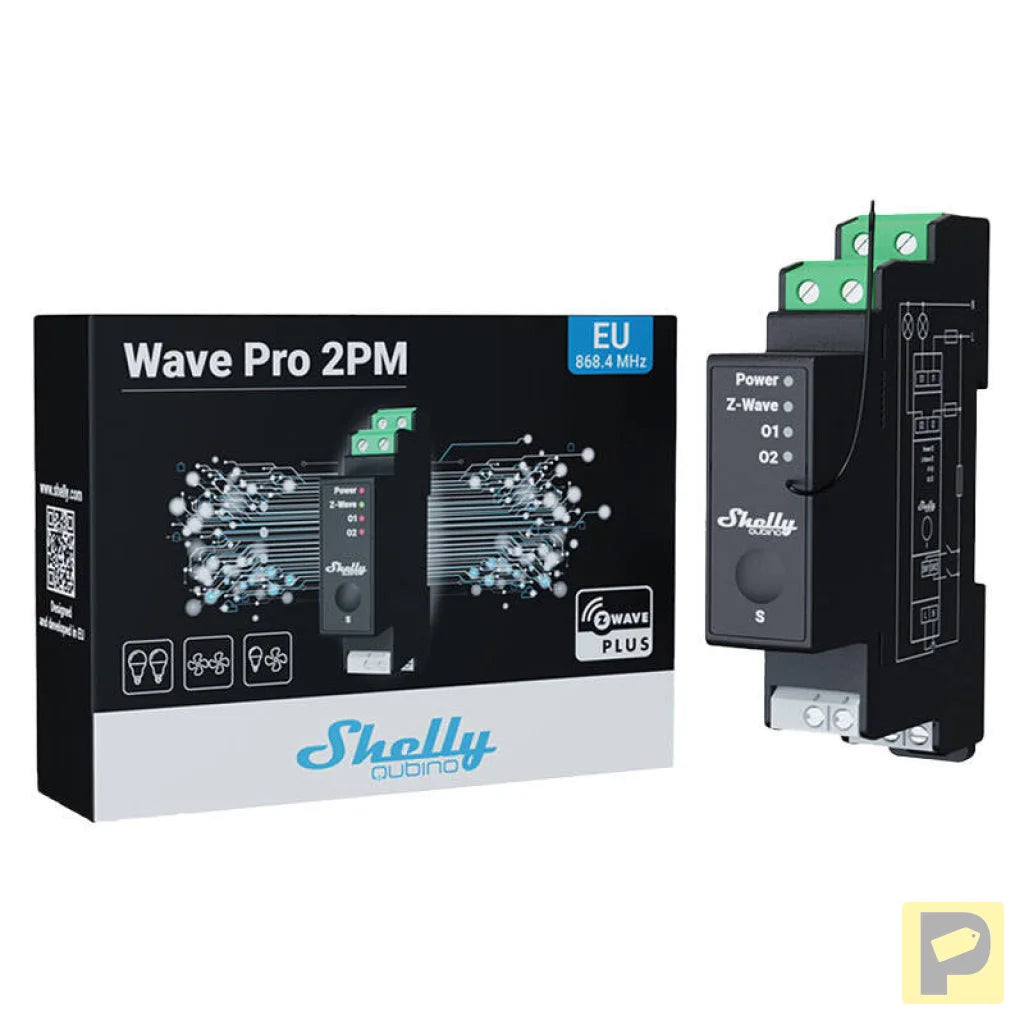 Shelly Qubino Pro 2PM DIN rail Relay, 2-channel, Z-Wave (Power measurement)