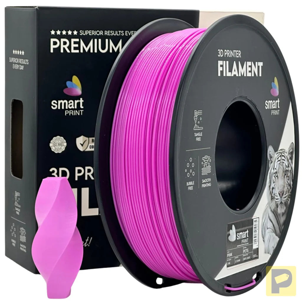 Smart Print PETG blends ABS strength with PLA ease. Slightly flexible and highly durable, it resists moisture and chemicals. Special inhibitors enhance strength and color. Ideal for outdoor and functional prints.
