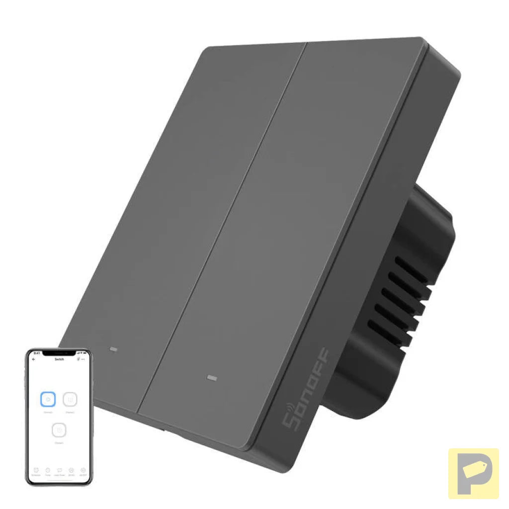 Smart WiFi wall switch SONOFF M5-2C-80 (2-channel, for frame, graphite)