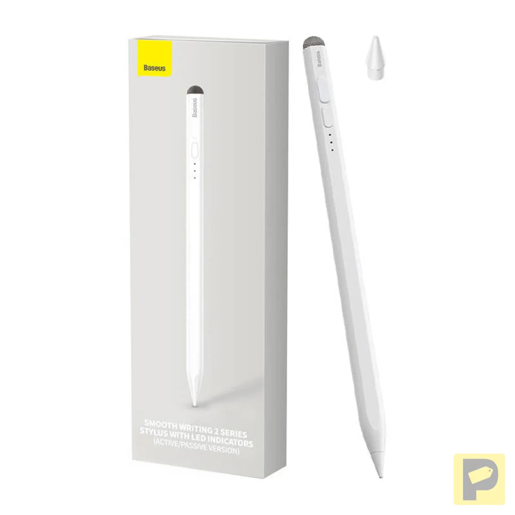 Smooth Writing Stylus with LED Indicators (Active+Passive) White