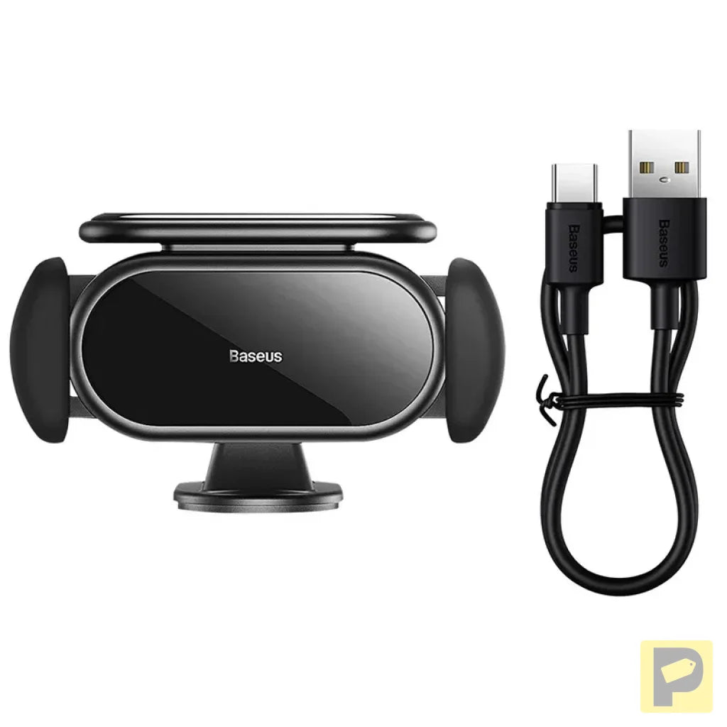 Solar Electric Car Phone Holder Baseus Steel Cannon Pro (Black)