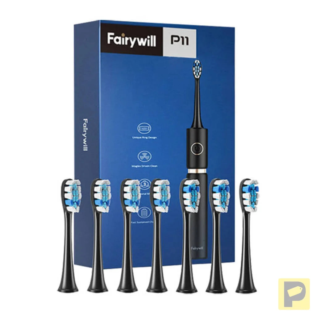 Sonic toothbrush with head set and case FairyWill FW-P11 (Black)