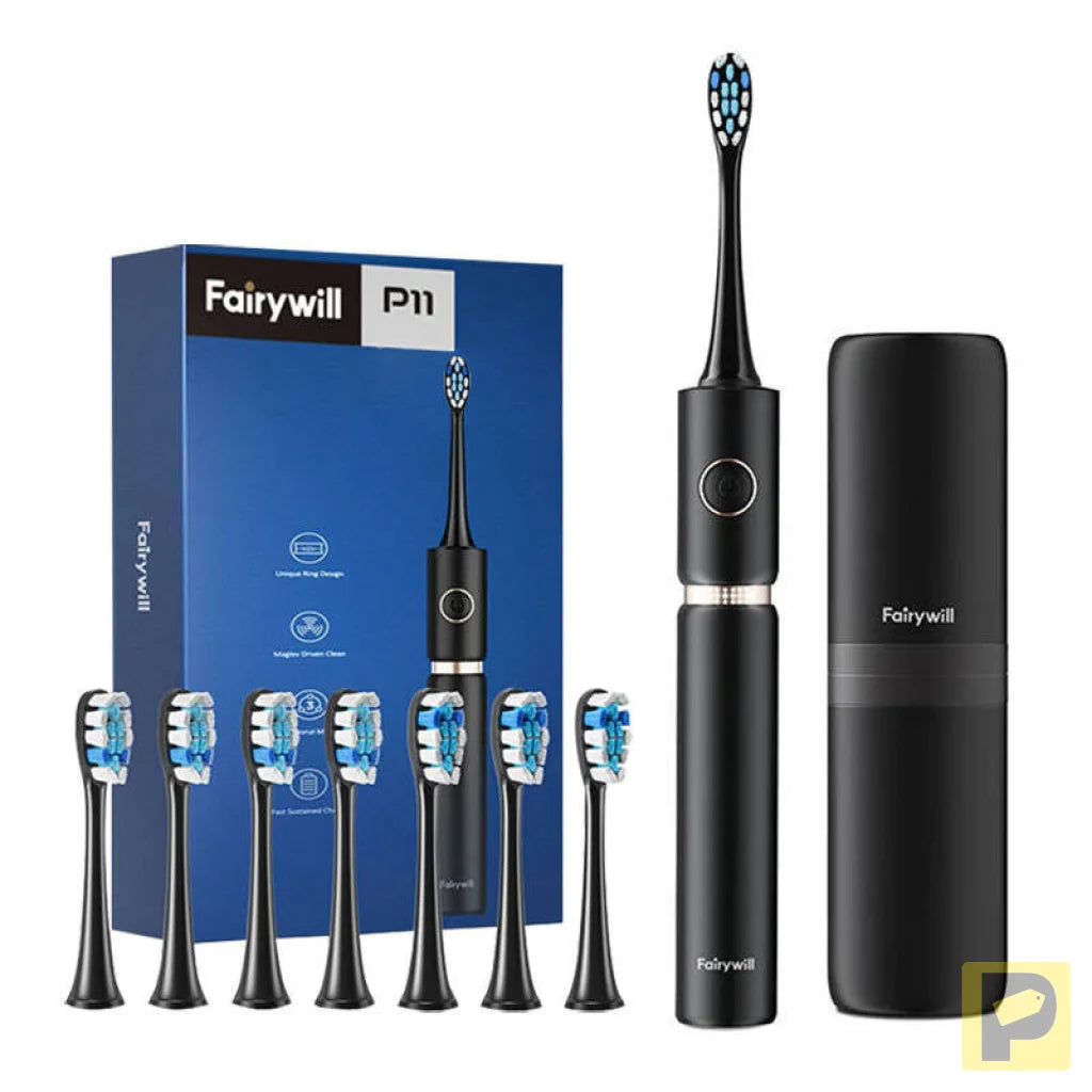 Sonic toothbrush with head set and case FairyWill FW-P11 (Black)