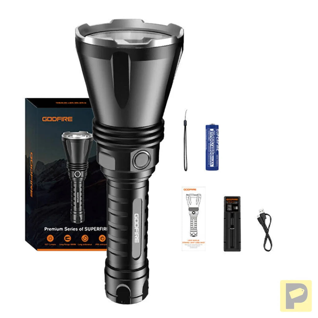Superfire Godfire TF01 flashlight - 1371 lumens, 1000m, 7h operation