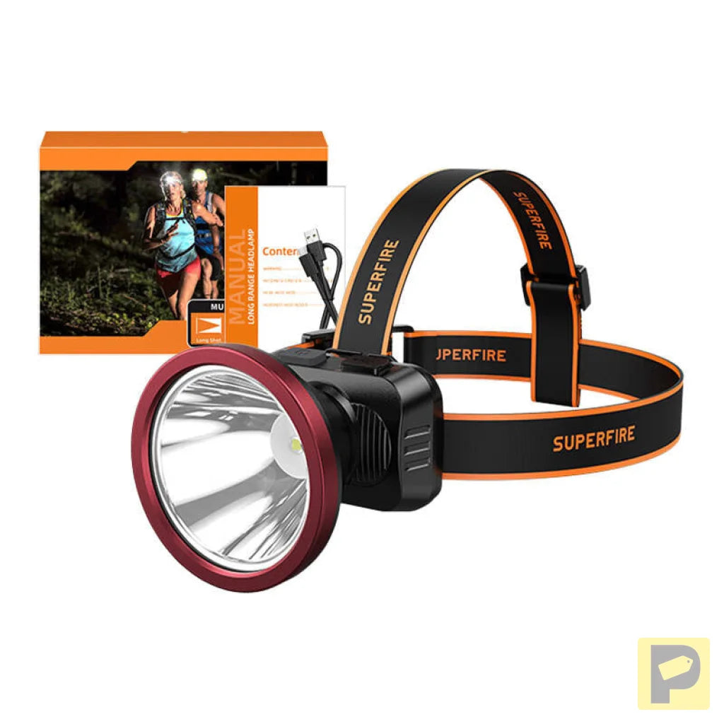 Superfire HL52 headlamp flashlight, 200 lm, USB, 350 m, 3 modes