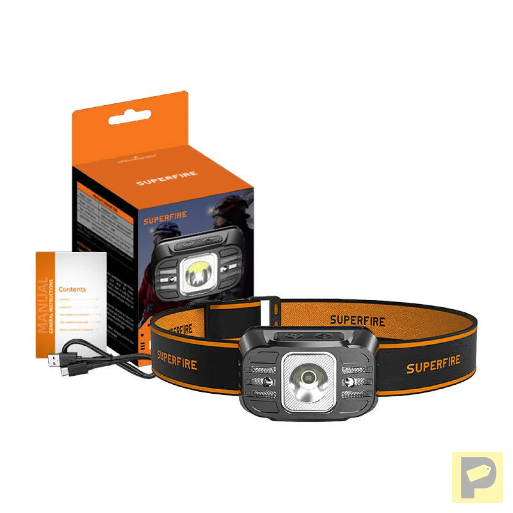 Superfire HL75-X headlamp, 220 lm, USB, 7 modes, 120 m