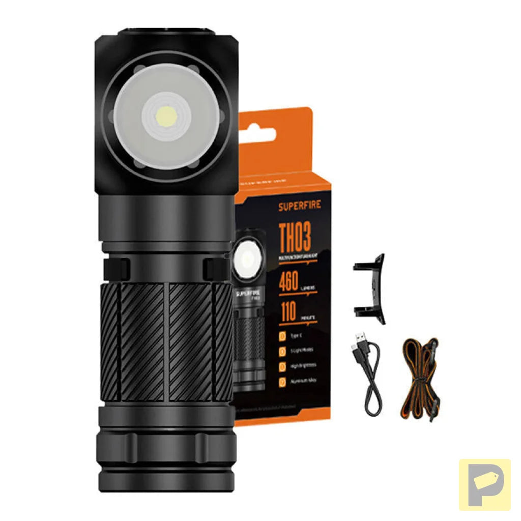 Superfire TH03 multi-function flashlight, 460 lm, USB-C, 5 modes