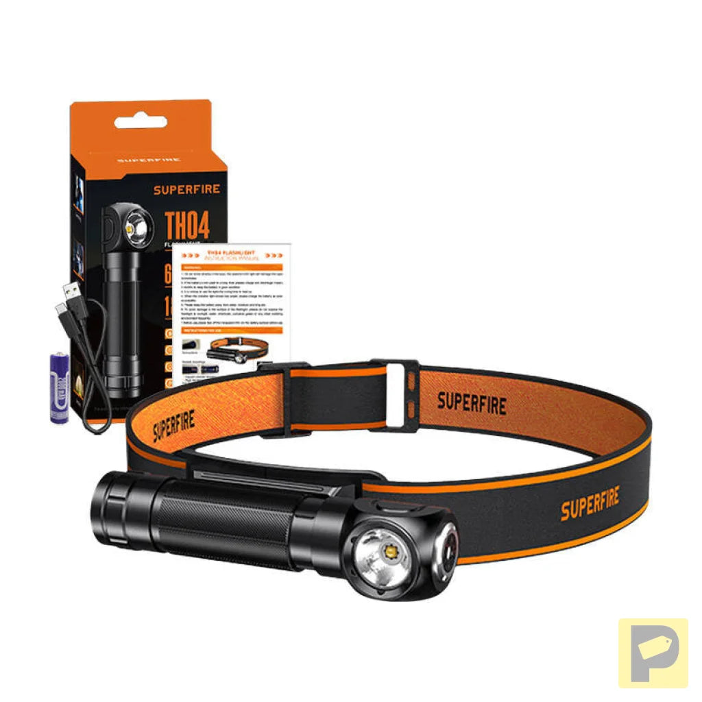 Superfire TH04 2-in-1 headlamp flashlight, 600 lm, USB-C, 5 modes, 150 m