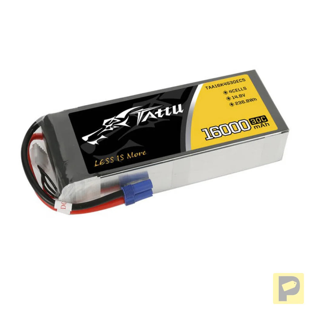 Tattu 16000mAh 14.8V 30C 4S1P Lipo Battery Pack with EC5