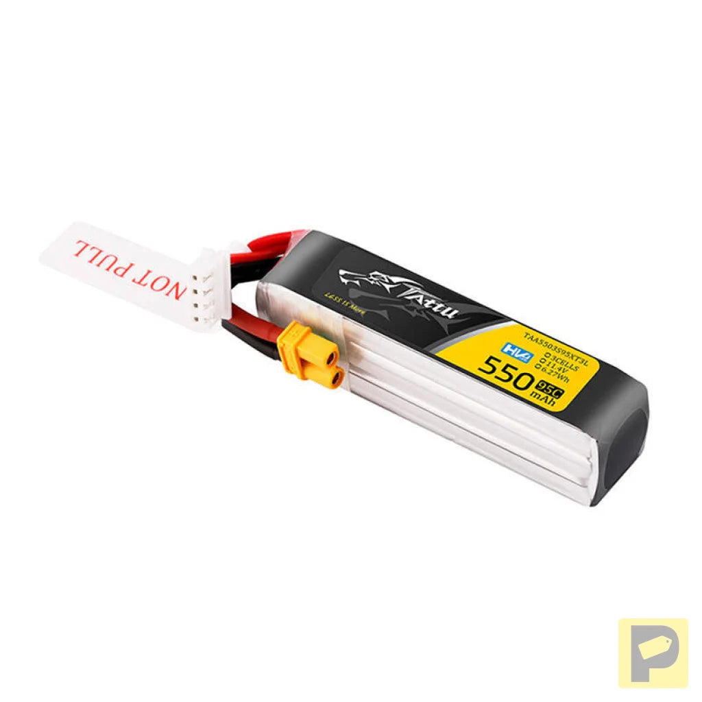 Tattu 3s 550mAh 95C 11.4V HV Lipo Battery with XT30 Plug Long-Pack Connector