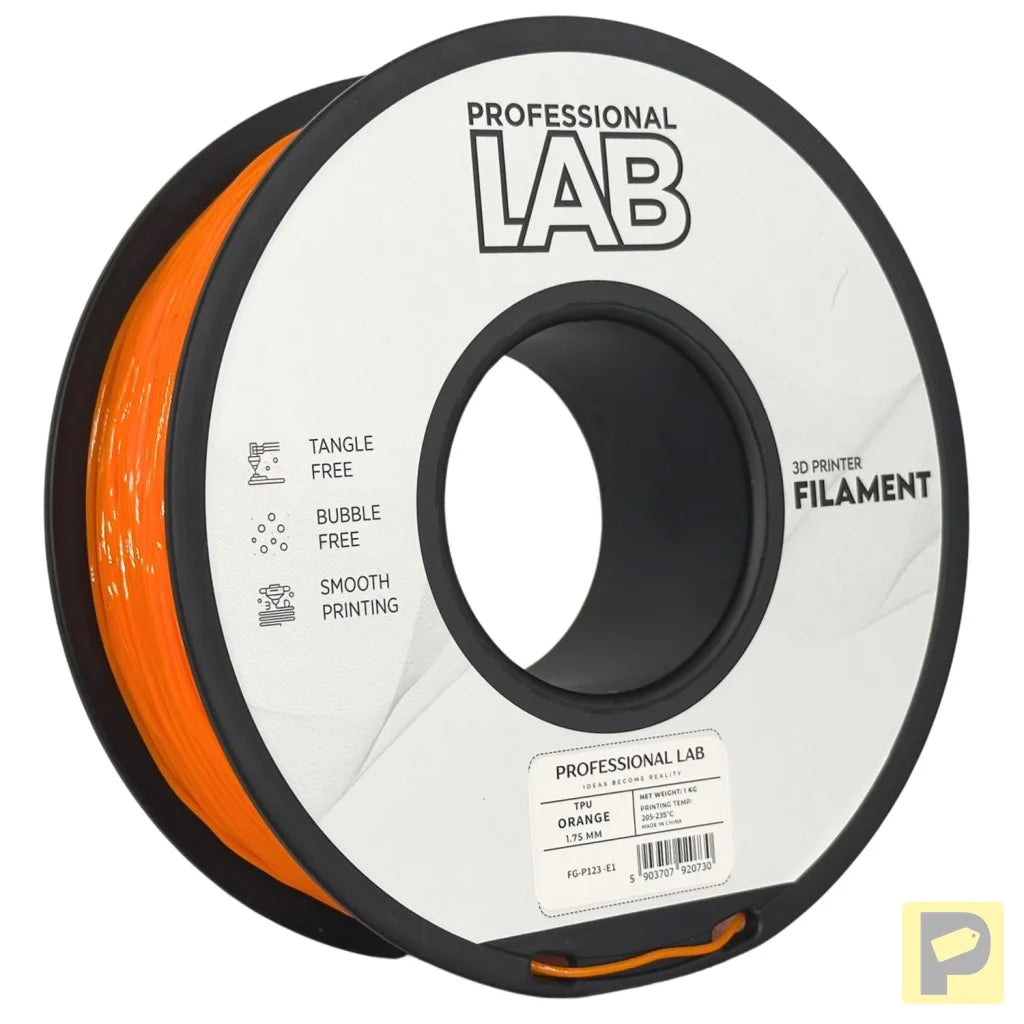 TPU is a flexible and wear-resistant filament, suitable for printing rubber-like parts such as seals, gaskets, cases, or flexible mounts. Requires low print speed and proper filament guidance.