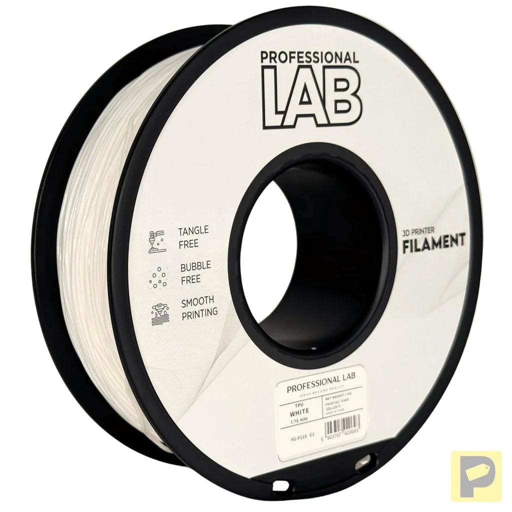 TPU is a flexible and wear-resistant filament, suitable for printing rubber-like parts such as seals, gaskets, cases, or flexible mounts. Requires low print speed and proper filament guidance.