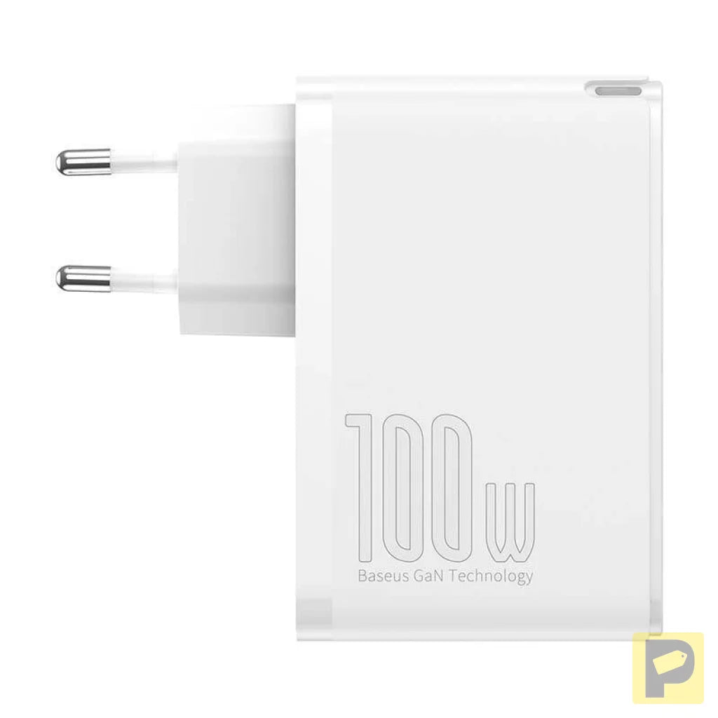Travel Charger Baseus GaN2 Pro Quick  2x USB + 2x USB-C, 100W, EU (white)