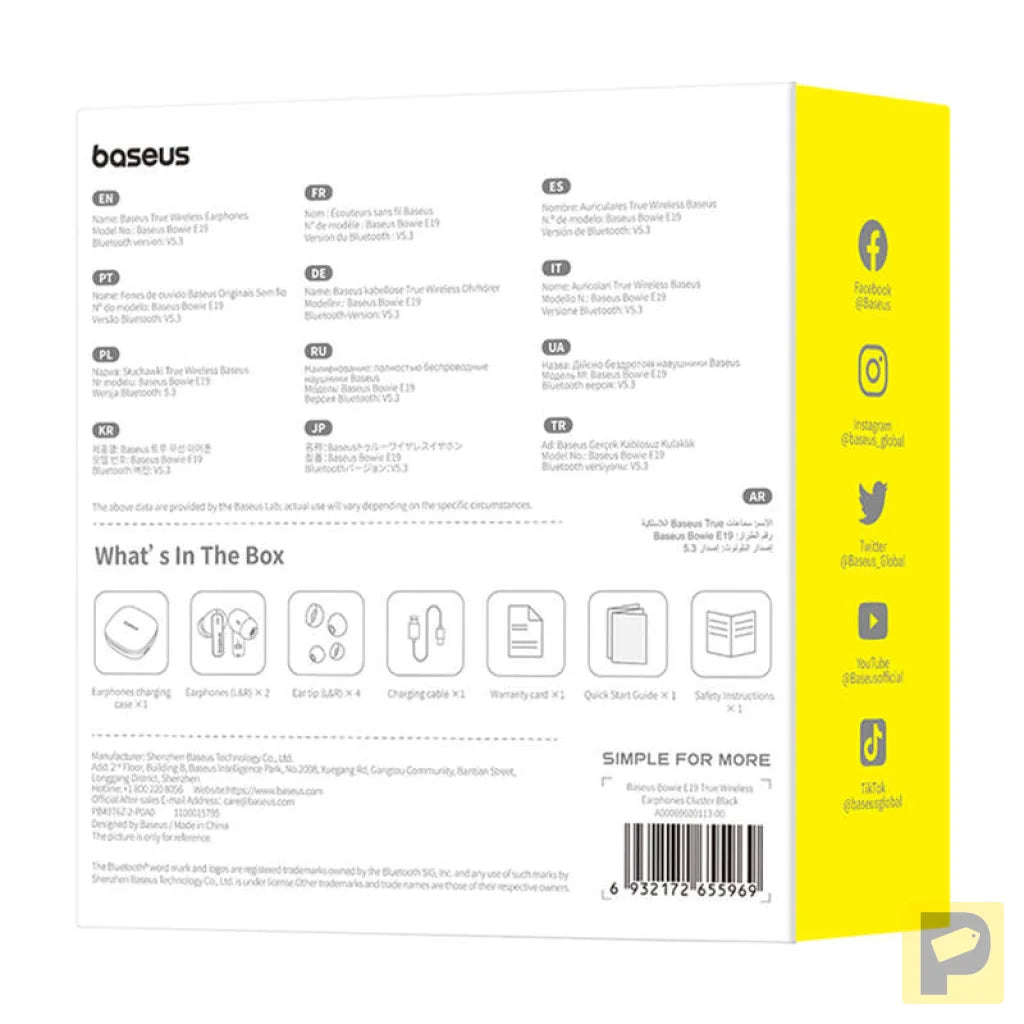 TWS Baseus Bowie E19 Headphones (black)