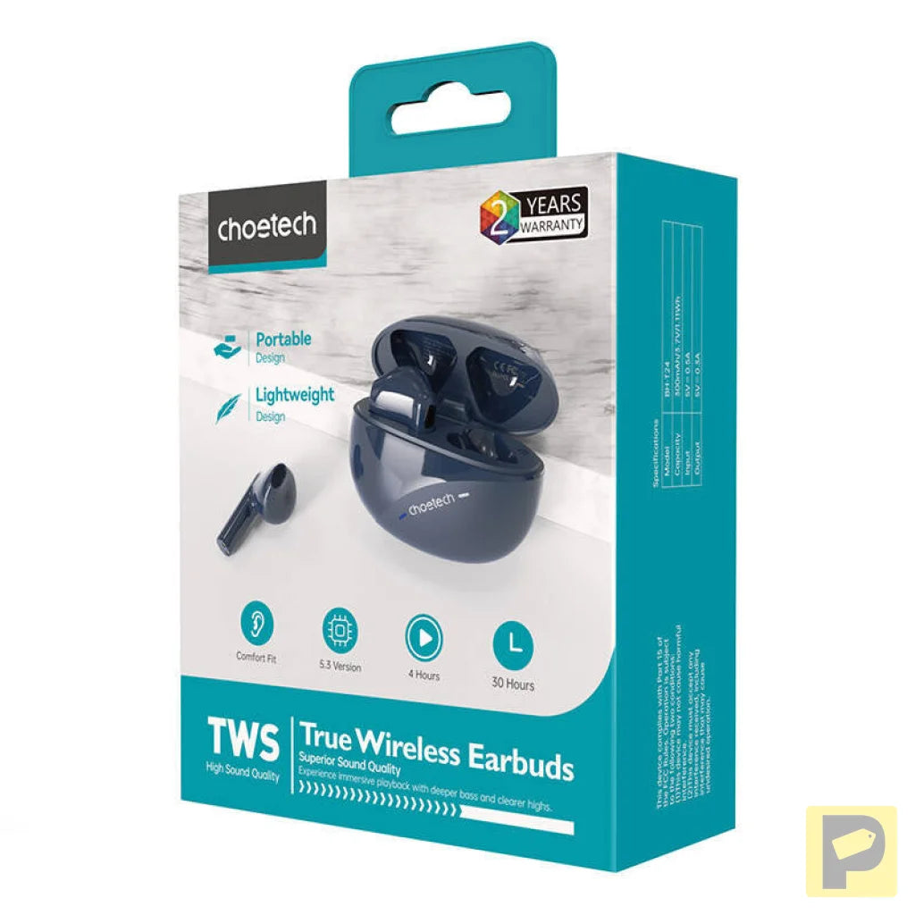 TWS Earphones Choetech BH-T24 Stereo Sound DNS (dark blue)