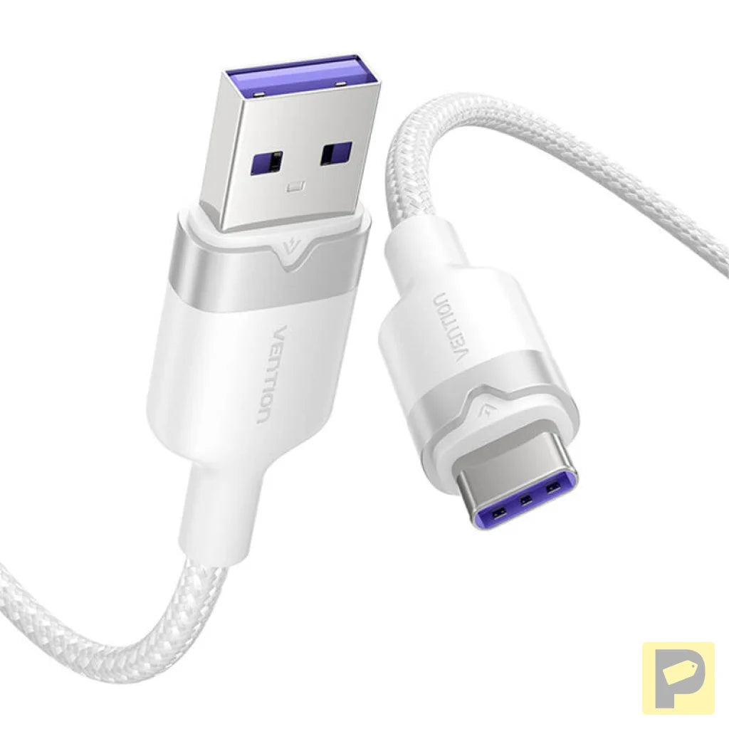 USB 2.0 A to USB-C 6A Vention CTOWH 2M cable (white)