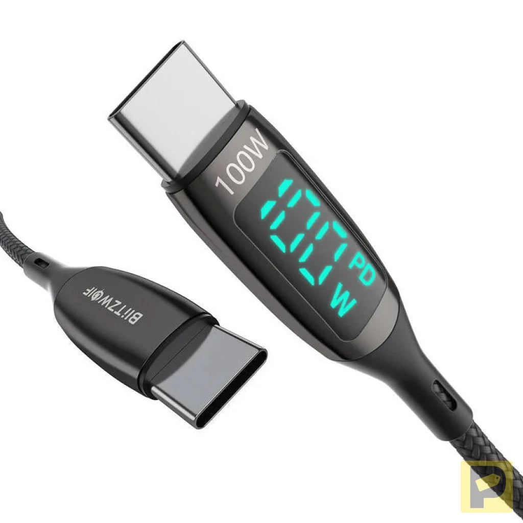 USB-C to USB-C cable BlitzWolf BW-TC23, with display, 100W, 1.8m (black)