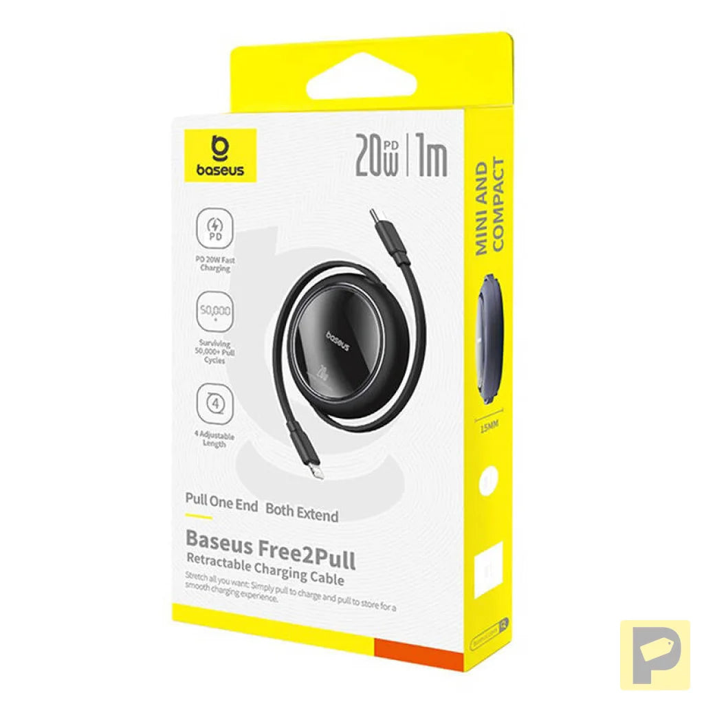 USB Cable Baseus Free2Pull USB-C to iP 20W 1m (black)