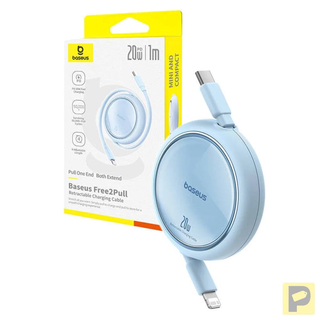 USB Cable Baseus Free2Pull USB-C to iP 20W 1m (blue)