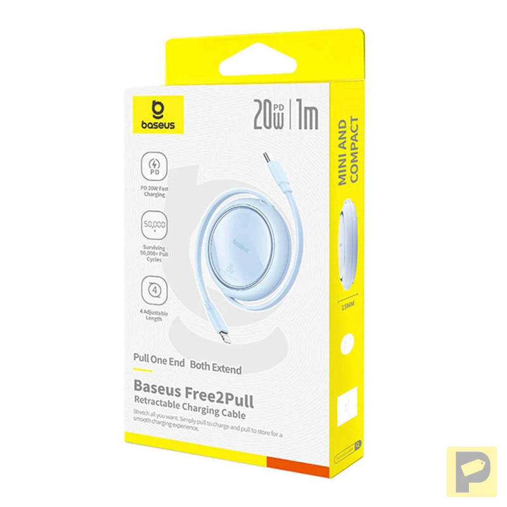 USB Cable Baseus Free2Pull USB-C to iP 20W 1m (blue)