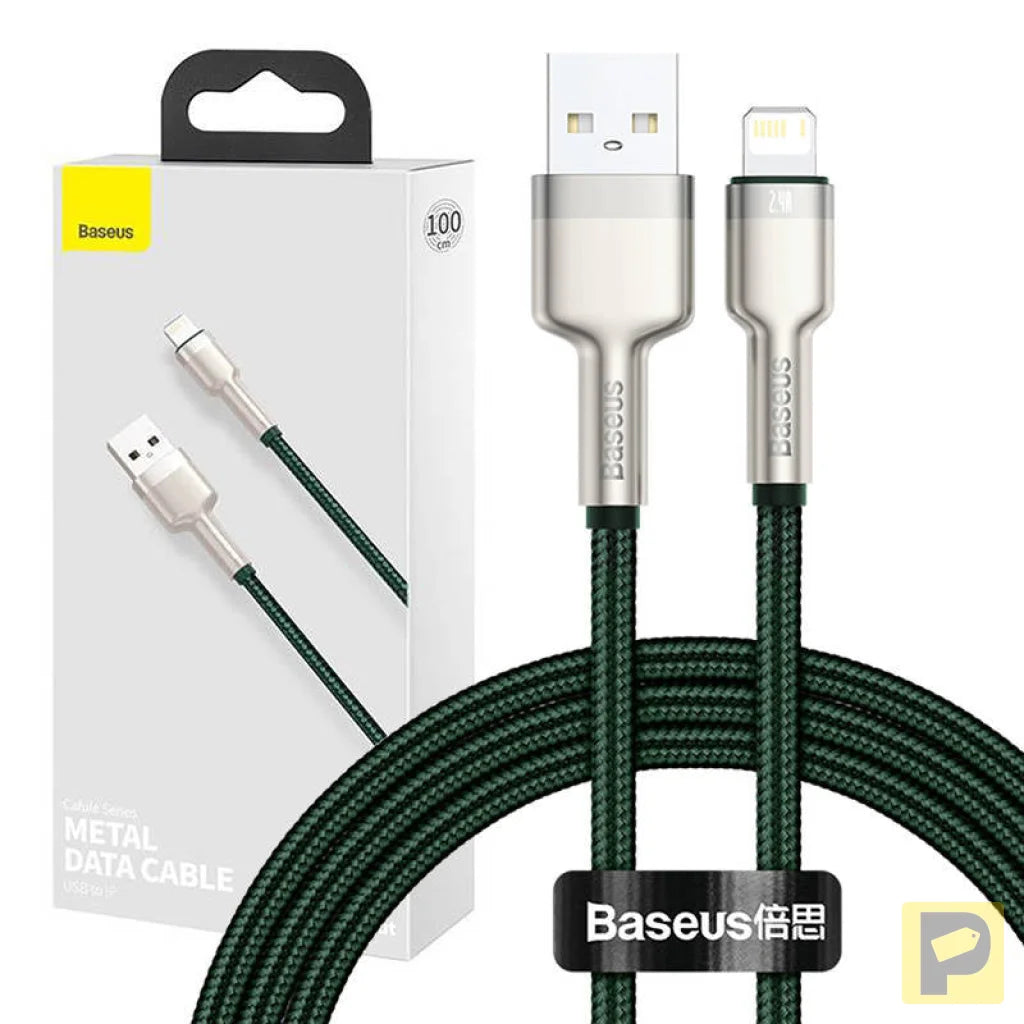 USB cable for Lightning Baseus Cafule, 2.4A, 1m (green)