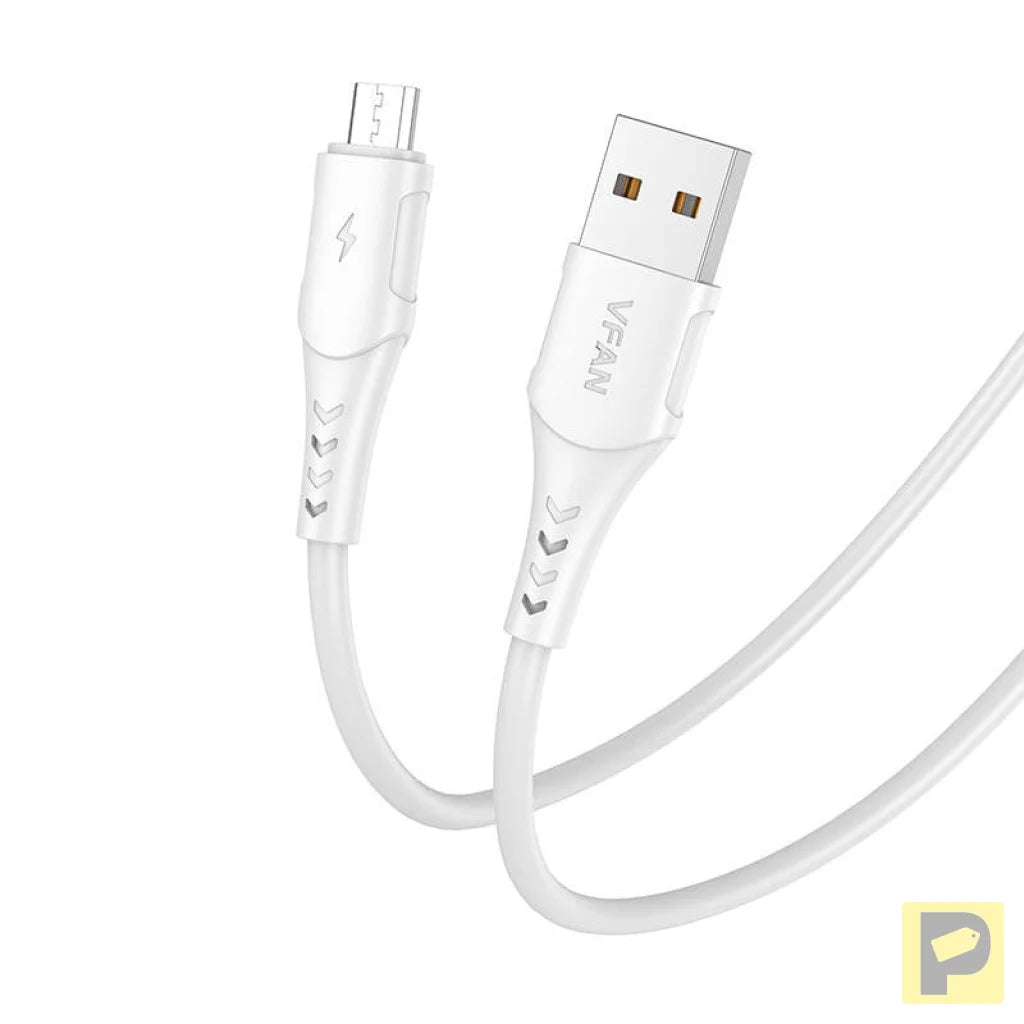 USB to Micro USB cable VFAN Colorful X12, 3A, 1m (white)