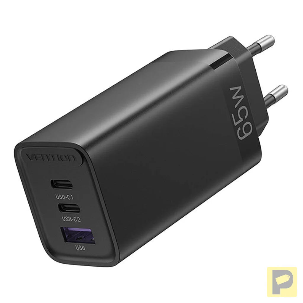 Vention FEDB0-EU 2xUSB-C 1xUSB-A 65W/30W/30W GaN network charger (black)