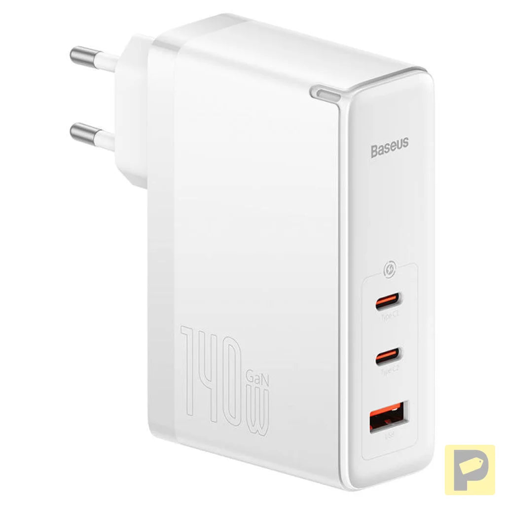 Wall charger Baseus GaN5 Pro 2xUSB-C + USB, 140W (white)