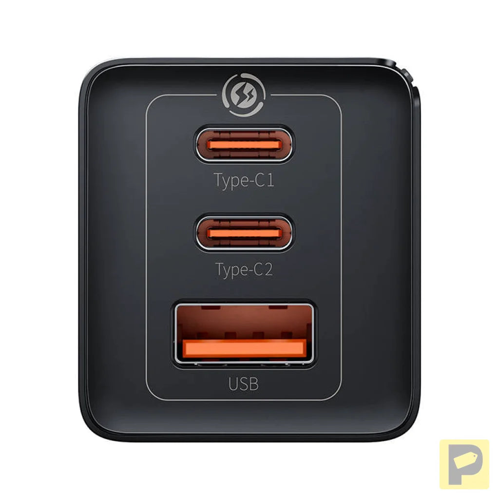 Wall charger Baseus GaN5 Pro 2xUSB-C + USB, 65W (black)