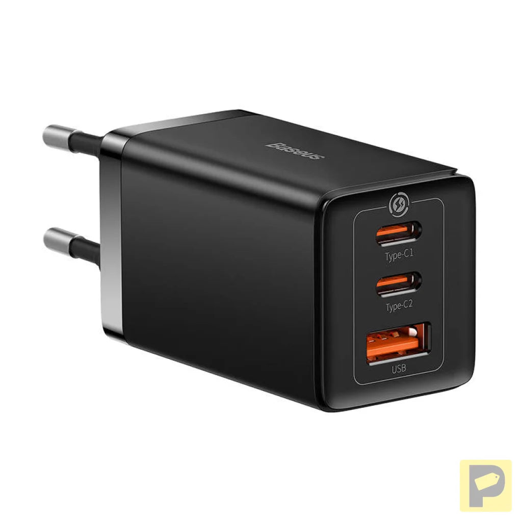 Wall charger Baseus GaN5 Pro 2xUSB-C + USB, 65W (black)