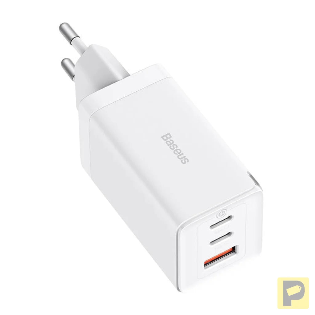 Wall charger Baseus GaN5 Pro 2xUSB-C + USB, 65W (white)