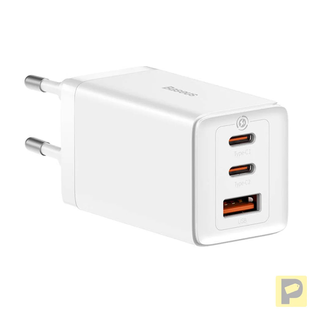 Wall charger Baseus GaN5 Pro 2xUSB-C + USB, 65W (white)