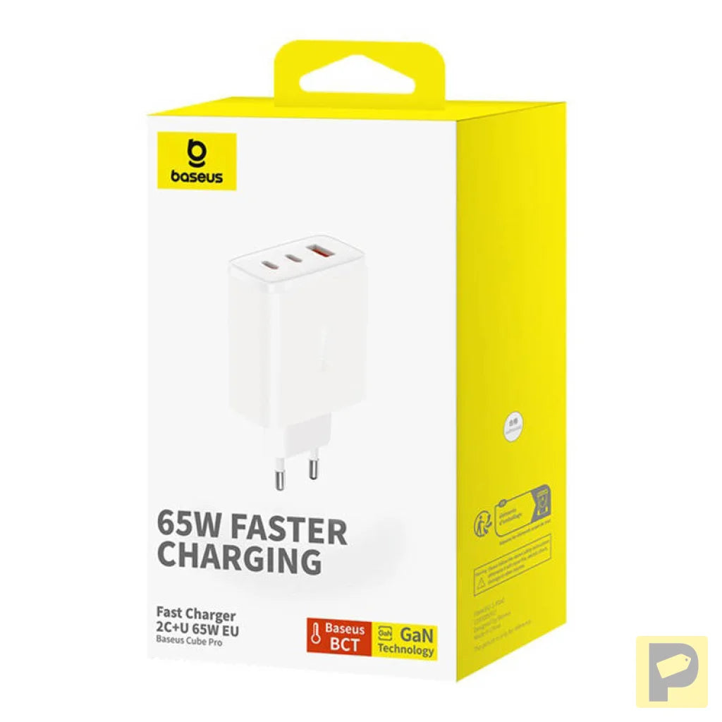 Wall charger Baseus OS-Cube Pro 2xUSB-C + USB, 65W (white)