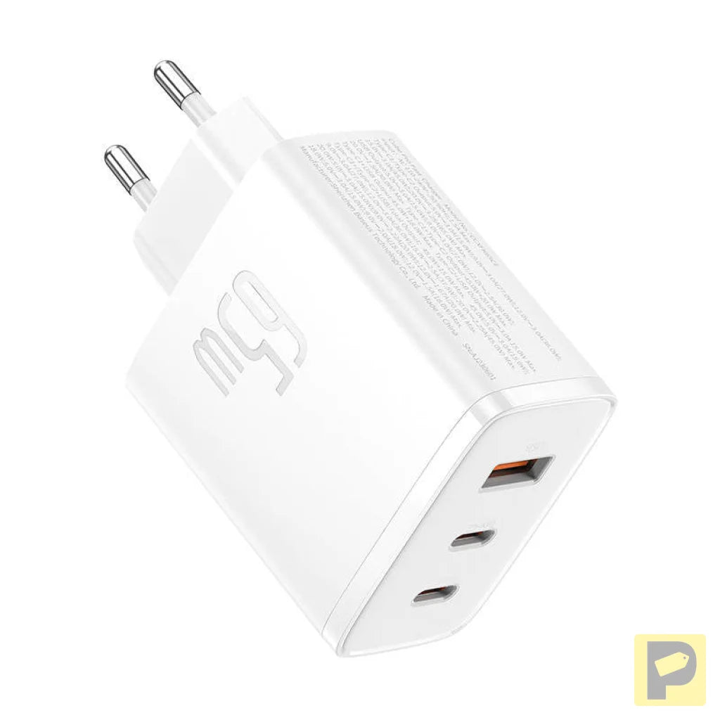 Wall charger Baseus OS-Cube Pro 2xUSB-C + USB, 65W (white)