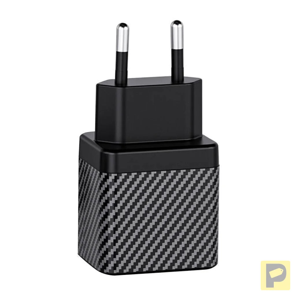 Wall charger INVZI GaN 2x USB-C, 45W, EU (black)