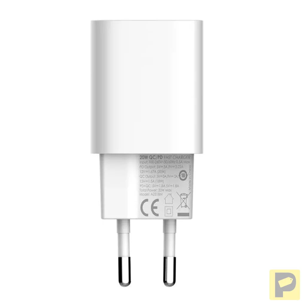 Wall charger LDNIO A2318M USB, USB-C + USB-C - Lightning Cable