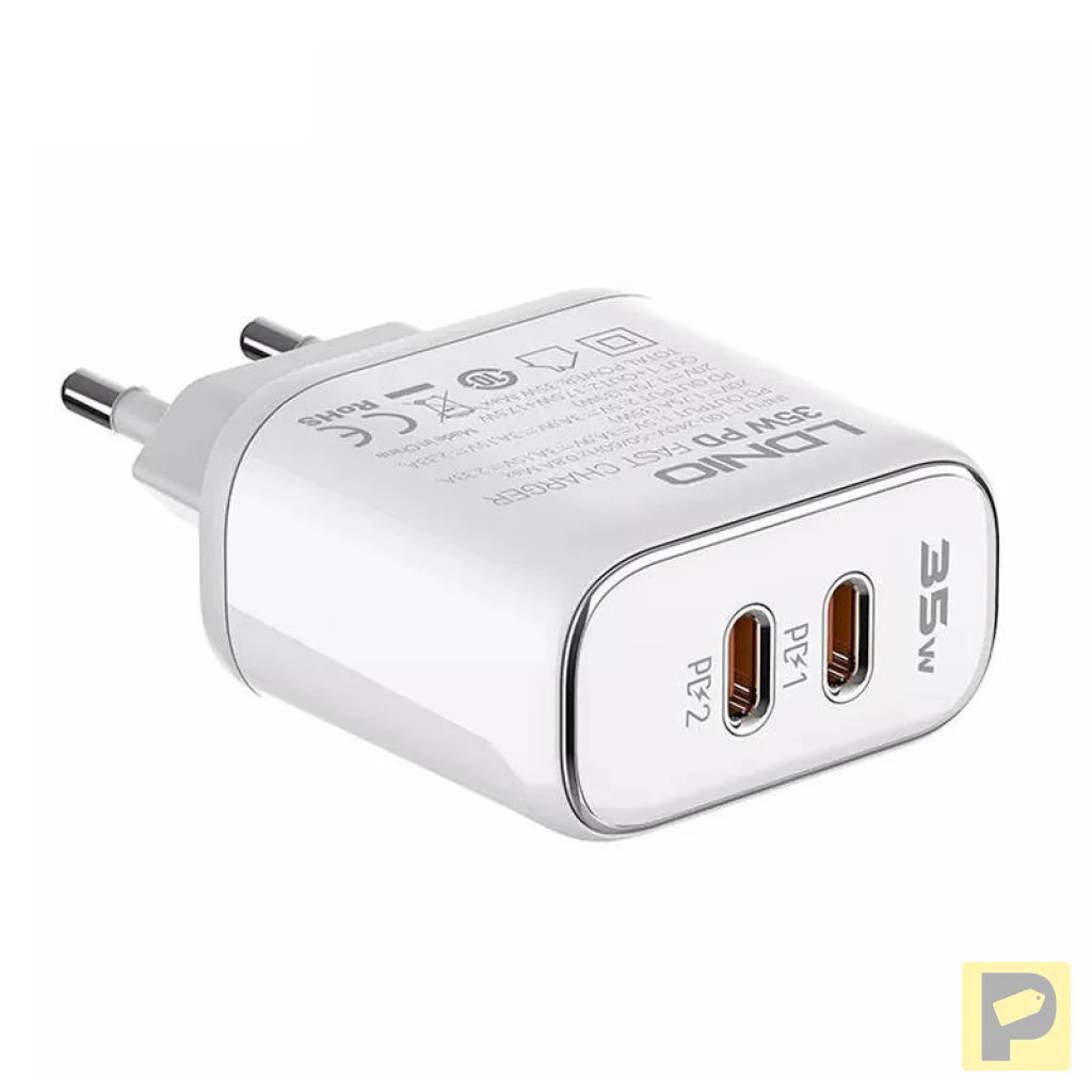 Wall charger LDNIO A2528M 2USB-C for Apple + USB-C - Lightning Cable