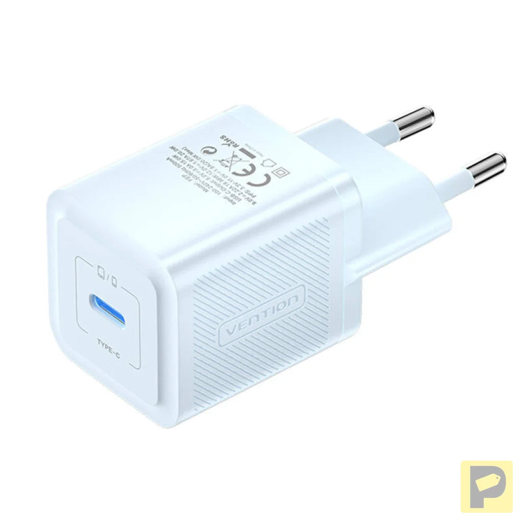 Wall charger, Vention, FEPL0-EU, USB-C, 20W, GaN (blue)