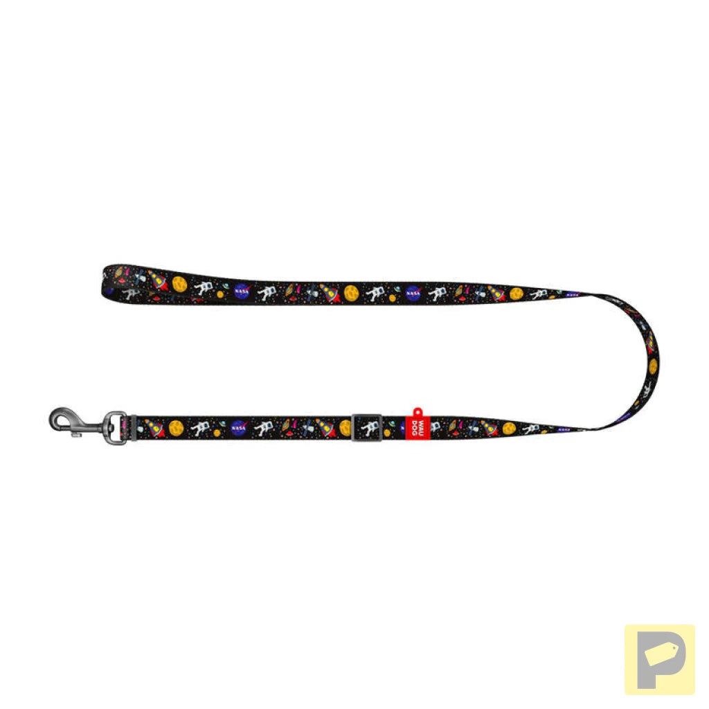 Waudog nylon dog leash, pattern "NASA21", width 25 mm, length 122 cm.