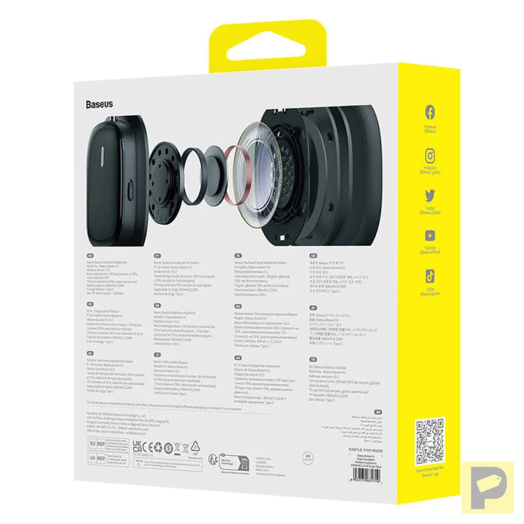 Wireless Headphones with Noise-Cancellation Baseus Bowie H1i (Black)